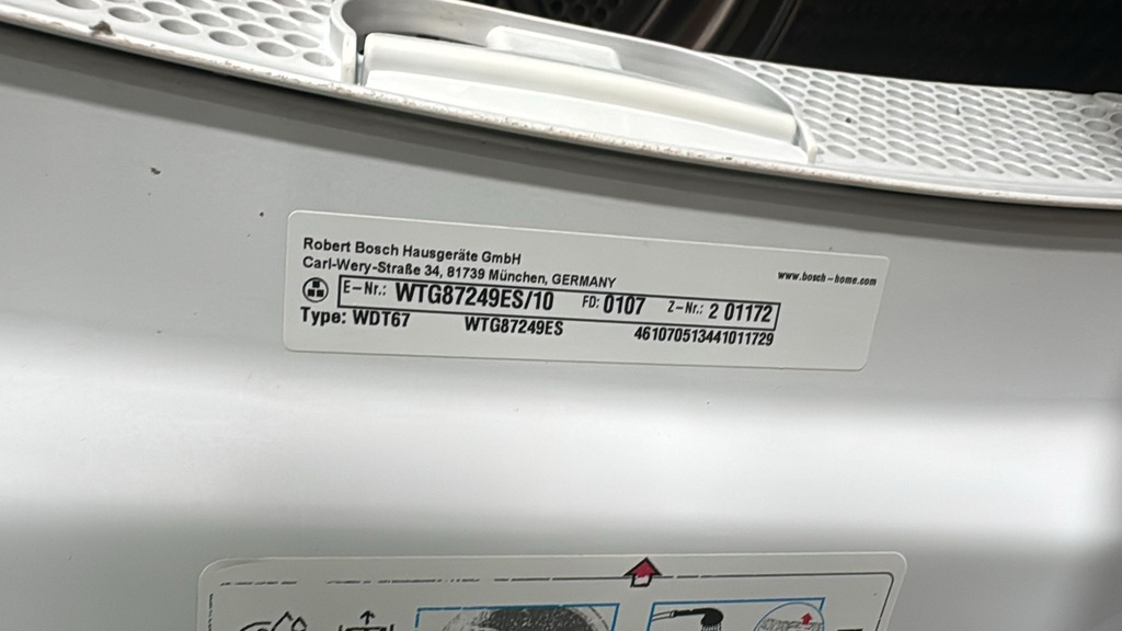 WDT67 SECADORA CONDENSACIÓN 8 KG BOSCH WTG87249ES SERIE 6 SELFCLEANING CONDENSER BLANCA