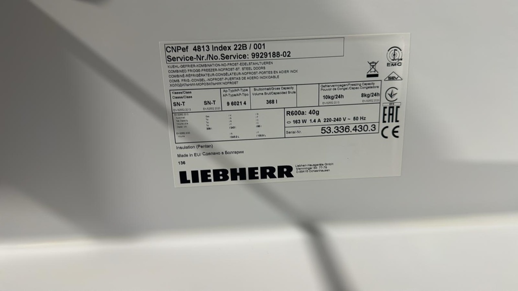 CNPef4813Index22B FRIGORÍFICO COMBI 200X60 CM LIEBHERR POWERCOOLING CÍCLICO BLANCO 