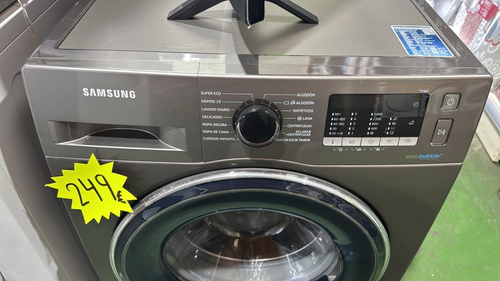 WW80J5555FX/EC LAVADORA 8 KG SAMSUNG ECOBUBBLE 1400 RPM COLOR ACERO OSCURO CON LAVADO RÁPIDO