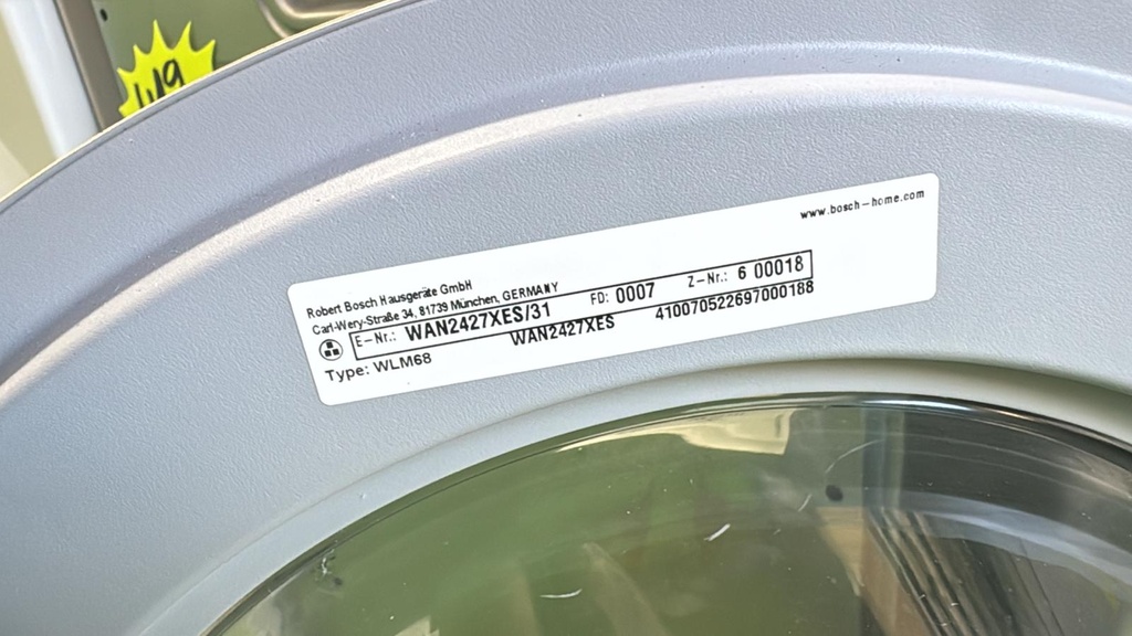 WAN2427XES/31 LAVADORA 7 KG BOSCH SERIE 4 ECOSILENCE DRIVE INOXIDABLE