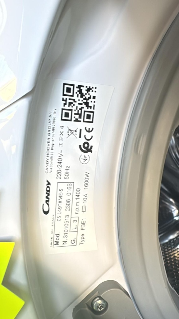 CS149TXME-S LAVADORA 9 KG CANDY SMART INVERTER SMART TOUCH 1400 RPM BLANCA