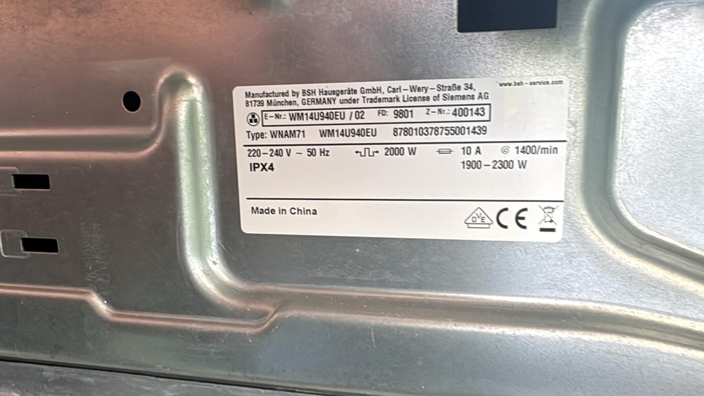 WM14U940EU LAVADORA 10 KG SIEMENS AVANTGARDE SENSOFRESH SYSTEM BLANCA CON PUERTA ESPACIAL NEGRA