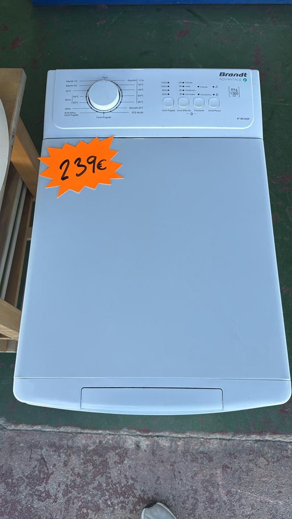 BT38038QP LAVADORA CARGA SUPERIOR 8 KG BRANDT 1300 RPM BLANCA
