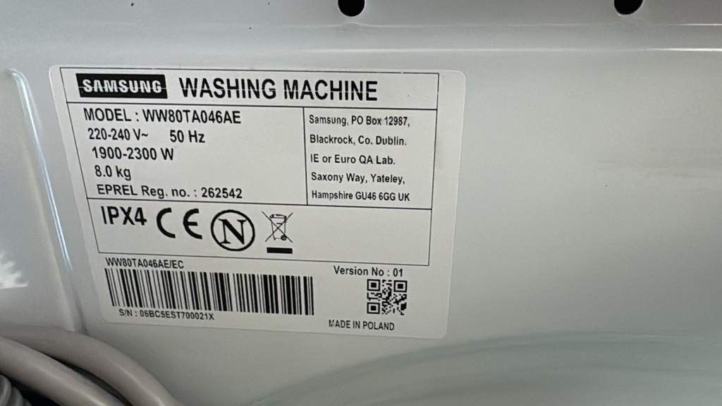 WW80TA046AE LAVADORA 8 KG SAMSUNG 1400 RPM BLANCA CON LAVADO RÁPIDO