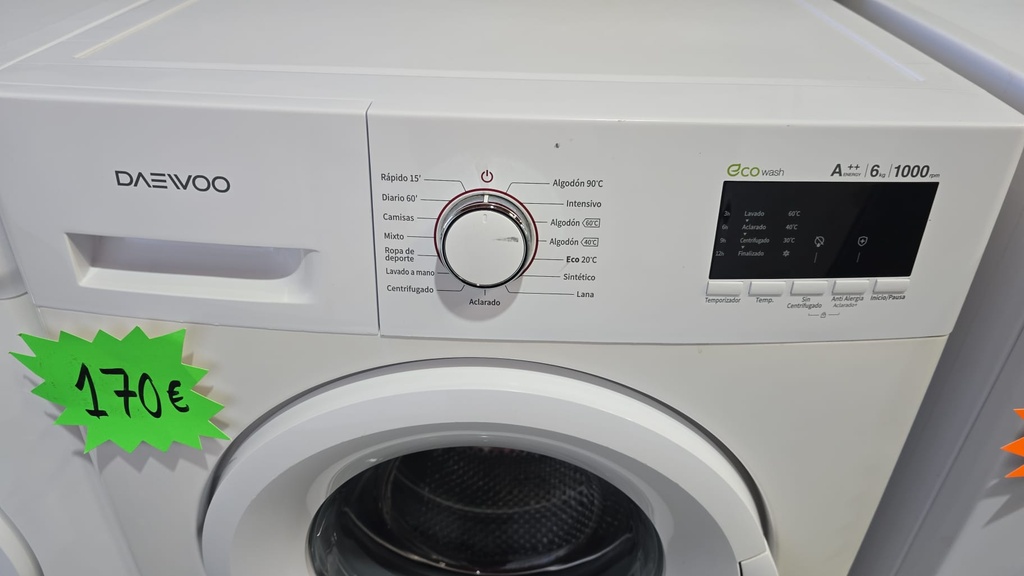 DWDMV10B1 LAVADORA 6 KG DAEWOO  A++ BLANCA