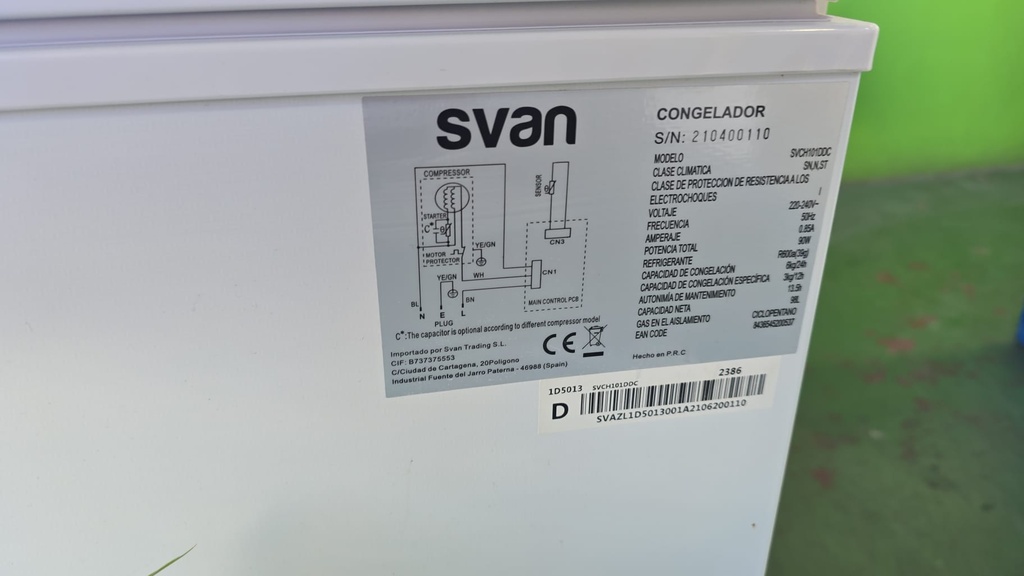 CONGELADOR ARCON SVAN 85X55X56 MOD. FTB141