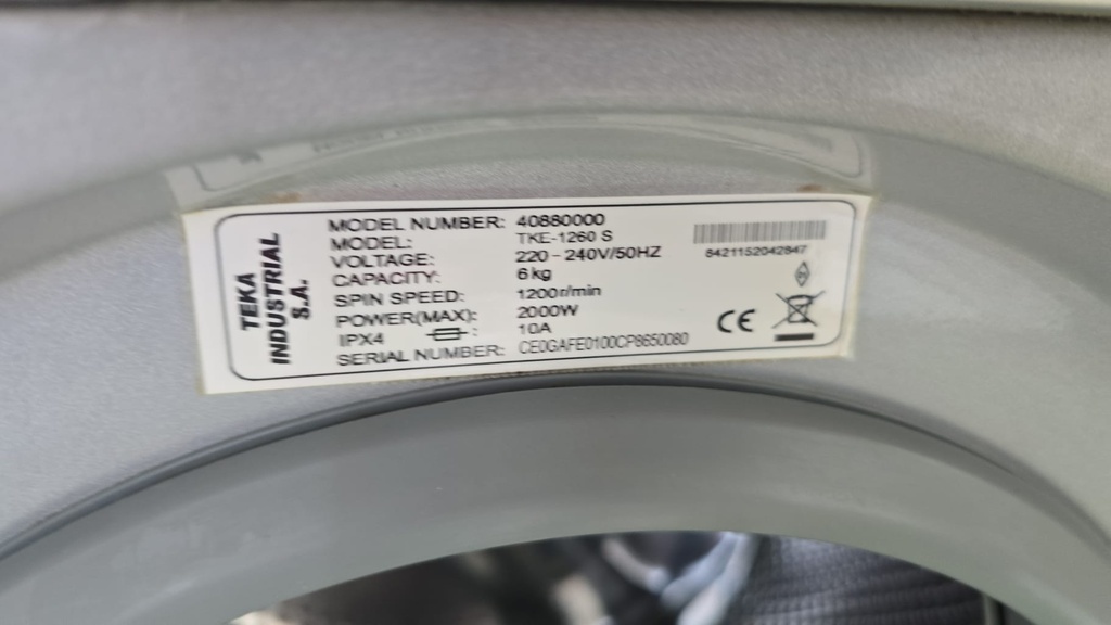 LAVADORA 6 KG TEKA GRIS MOD. TKE1260S