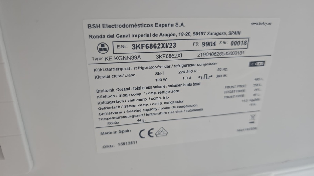 FRIGORIFICO COMBI BALAY 200X60 ACERO INOX MOD. 3KF6862XI