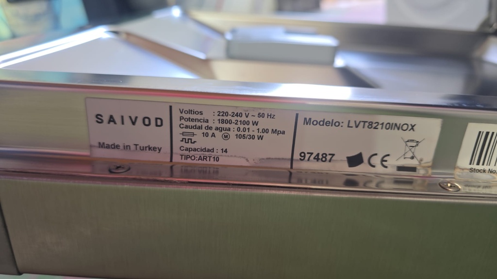 LAVAVAJILLAS SAIVOD 60 CM 14 CUBIERTOS ACERO INOX MODELO LVT8210INOX