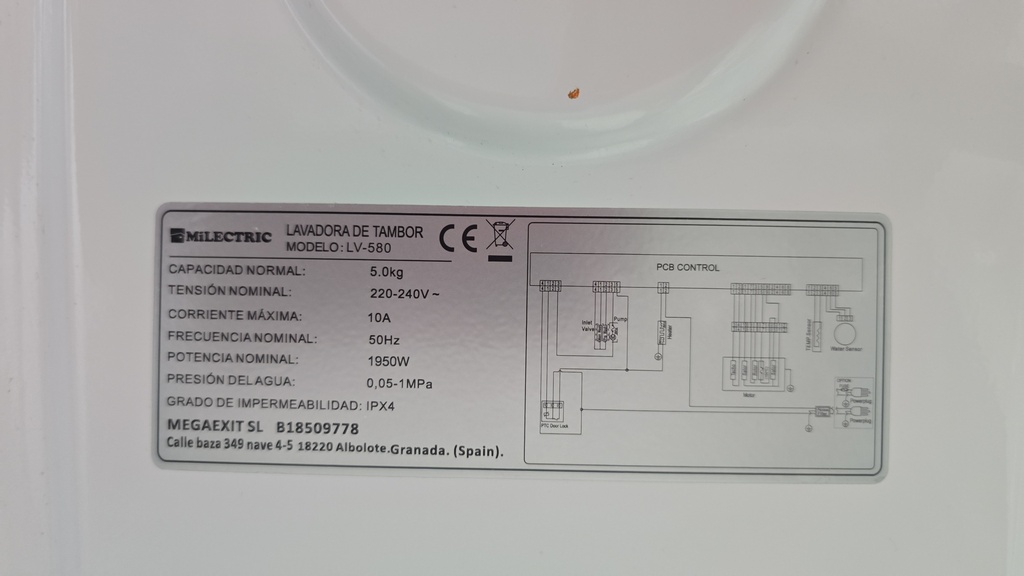 LAVADORA 5 KG MIELECTRIC MODELO LV580