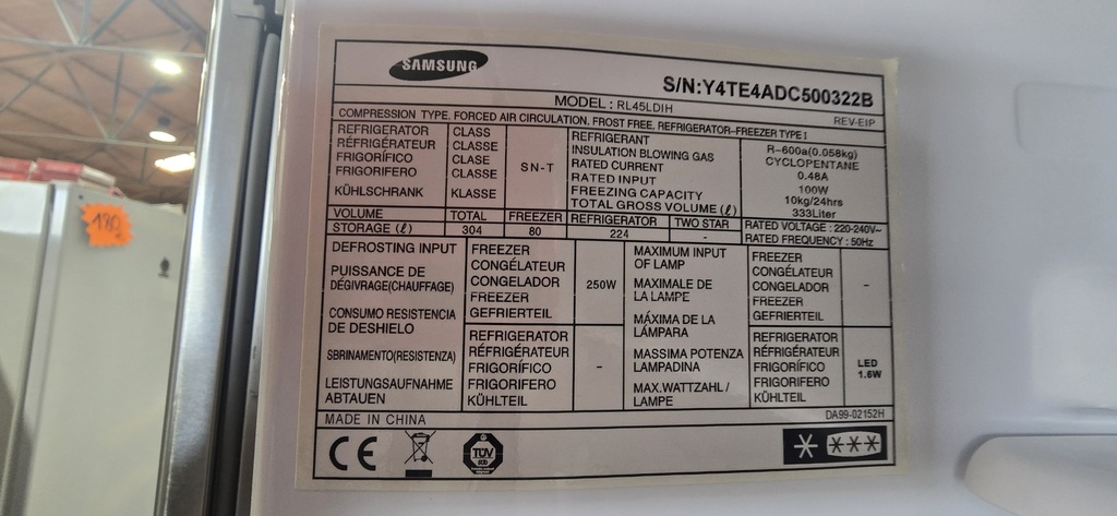 FRIGORIFICO COMBI 188X60 SAMSUNG ACERO INOX MODELO RL45LDIH