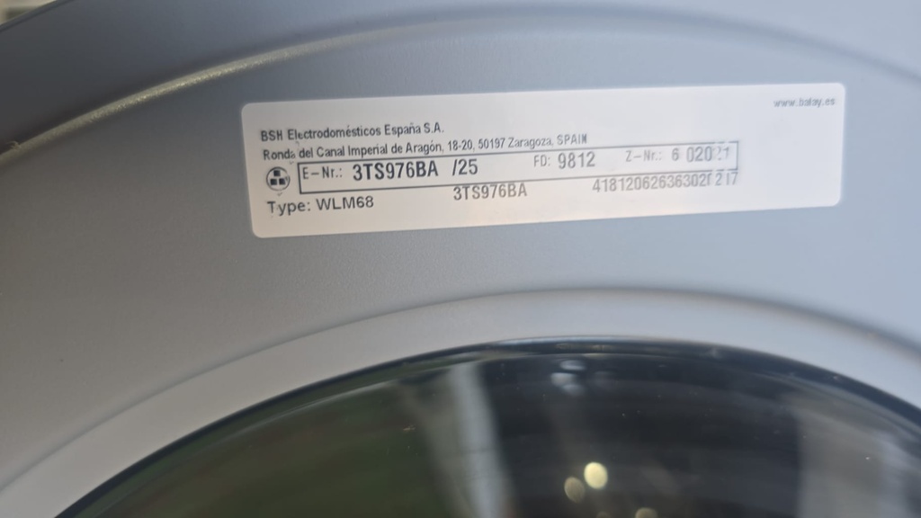 LAVADORA 7 KG BOSCH ACERO ECOSILENCE MOD. 3TS976BA (MALAGA)