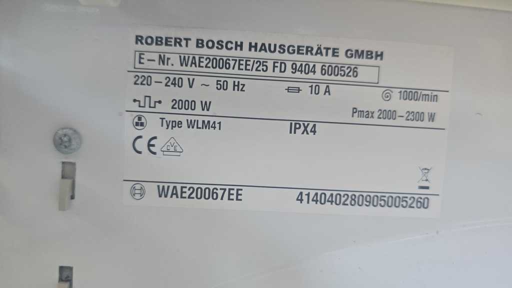 LAVADORA 7 KG BALAY BLANCA 1000RPM MOD. WAE20067EE (MALAGA)