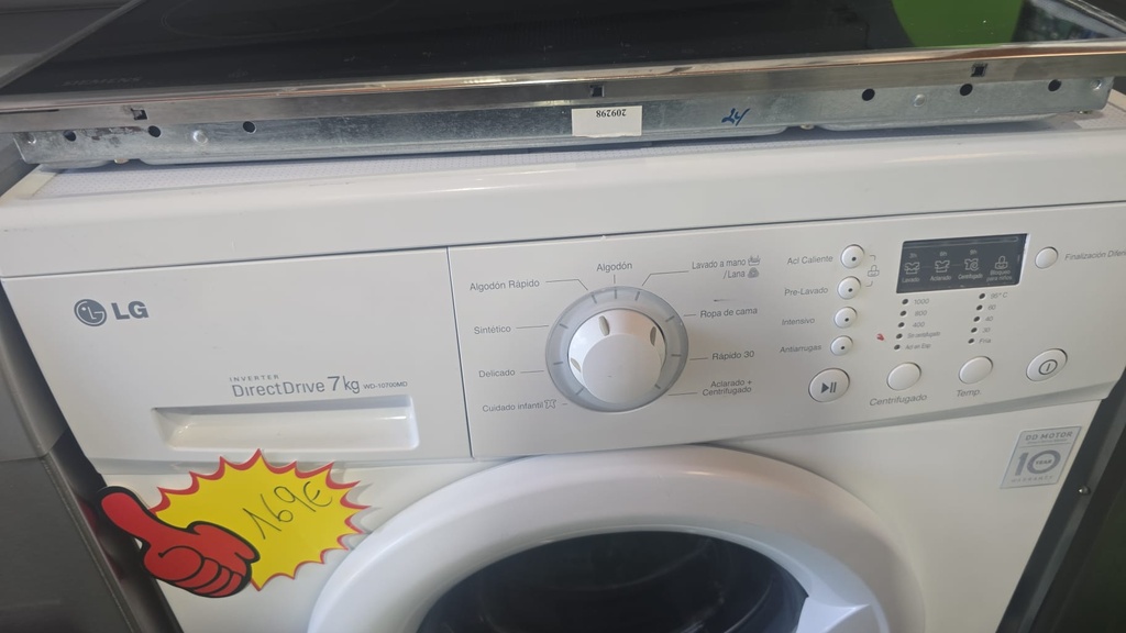 LAVADORA 7 KG LG BLANCA MOTOR INVERTER MOD. WD-10700MD (MALAGA)
