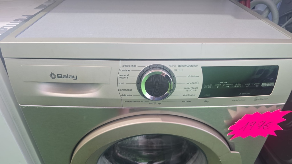 LAVADORA 8 KG BALAY ACERO EXTRASILENCE MOD. 3TS984XT (MALAGA)