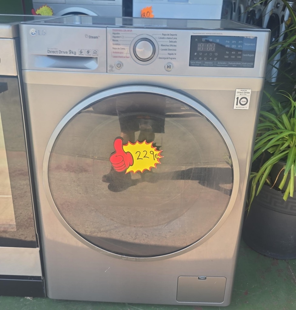 LAVADORA 9 KG LG INVERTER DIRECT DRIVE ACERO MOD. F2J7VY8S (MALAGA)