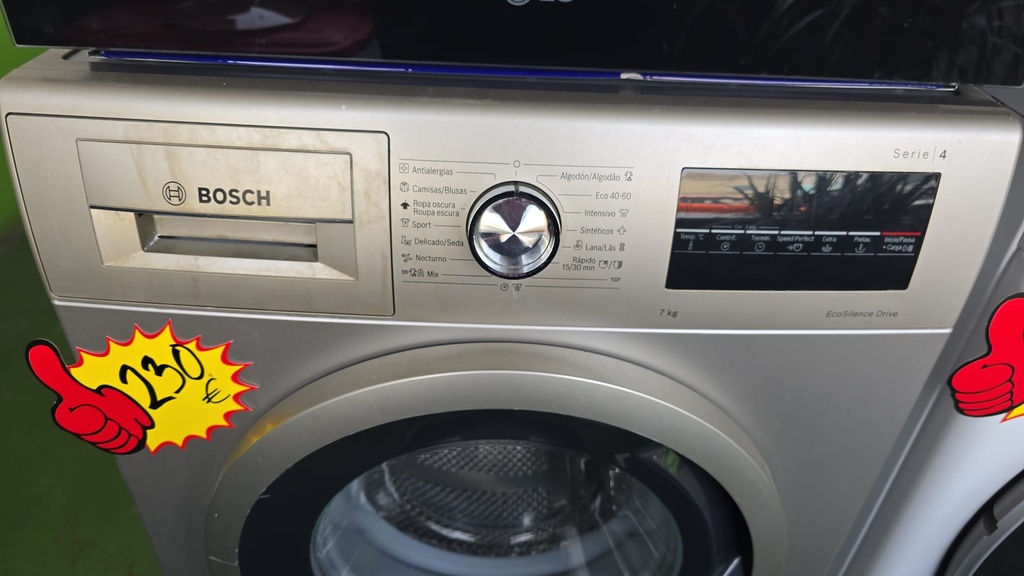LAVADORA 7 KG BOSCH ACERO INOX MODELO WAN2427XES